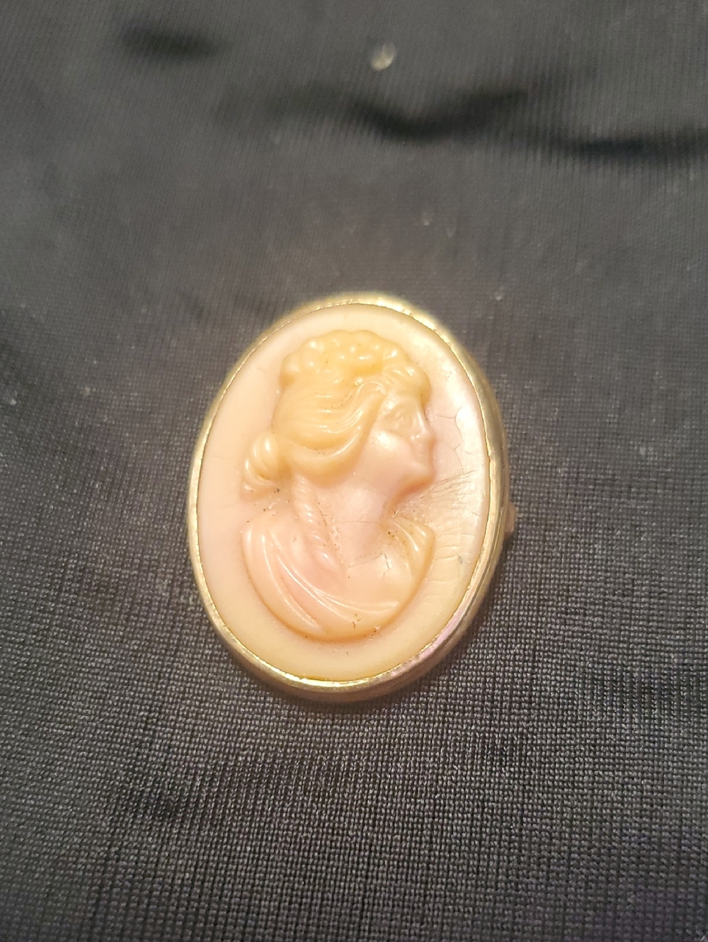 Vintage Pink Cameo Pin - Elegant Portrait Jewelry D